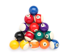 Billiard balls on white background
