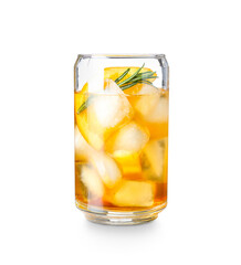 Glass of delicious Old Fashioned Cocktail on white background