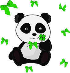 A different panda in a butterfly with a clover vector