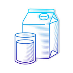 Milk doodle illustration with gradient outline style