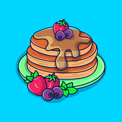 Pancake doodle illustration with colored hand drawn style