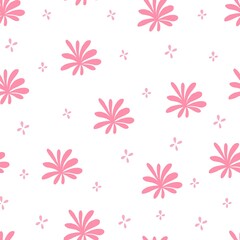 Seamless pattern with pink flowers blossom