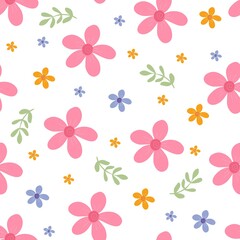 Seamless pattern with hand-drawn florals