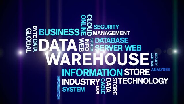 4k Data Warehouse Animated Tag Word Cloud;Text Design big data Animation typography seamless loop.