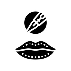 lip tattoo glyph icon vector. lip tattoo sign. isolated contour symbol black illustration