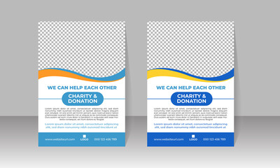 New Charity and Donation Flyer Design, Corporate Business Flyer Design, Travel Brochure Design, Real State A4 Template, Vector Illustration