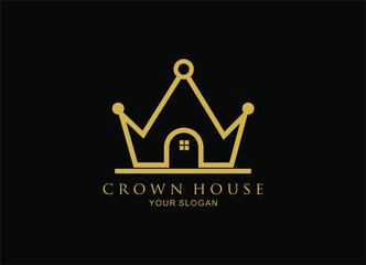 Modern crown house logo design inspiration Vector