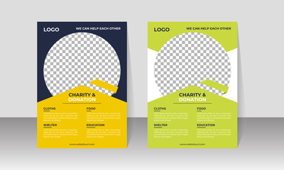 New Charity and Donation Flyer Design, Corporate Business Flyer Design, Travel Brochure Design, Real State A4 Template, Vector Illustration
