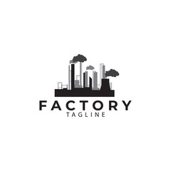 Naklejka premium chimney warehouse factory silhouette logo vector icon symbol illustration design