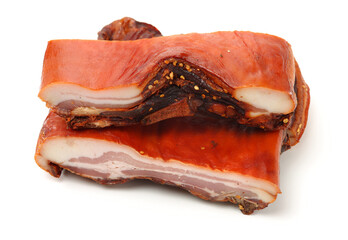 dry cured meat on white background