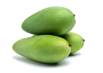green mango on white background