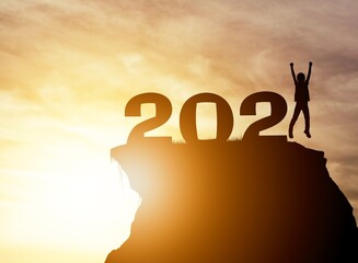 Concept of New 2021 growth and development prospects. Human silhouette