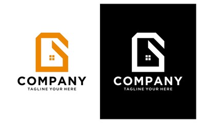 Letter G home logo design vector sign. on a black and white background.