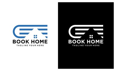 Book House Logo Design Vector template. on a black and white background.