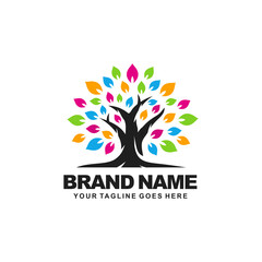 Oak tree logo design vector illustration