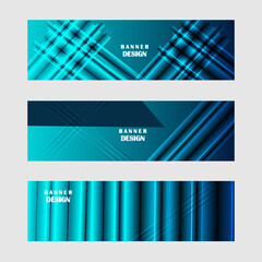 Set of blue banner background vector design