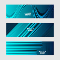 Set of blue banner background vector design