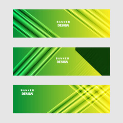 Set of green and yellow banner background design