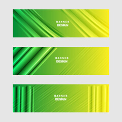 Set of green and yellow banner background design
