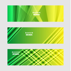 Fototapeta premium Set of green and yellow banner background design