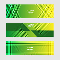 Set of green and yellow banner background design