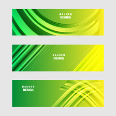 Set of green and yellow banner background design
