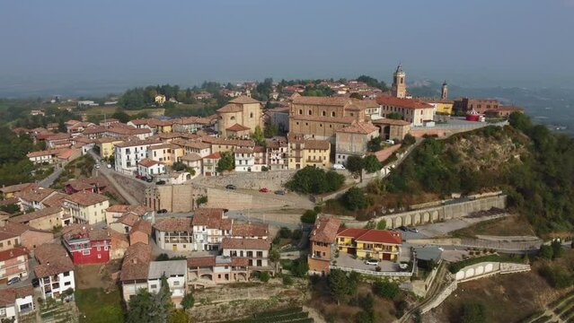 La Morra aerial view in Langhe vineyard, Piedmont Italy (Piemonte) near Barolo