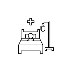 Hospital icon, person in hospital bed vector icon. filled flat sign for mobile concept and web design.