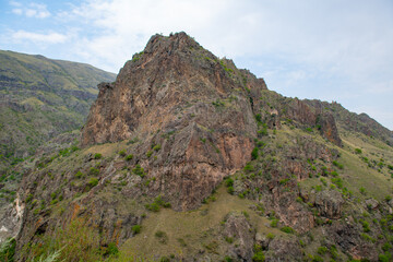 very beautiful rocky mountain in georgia and sky