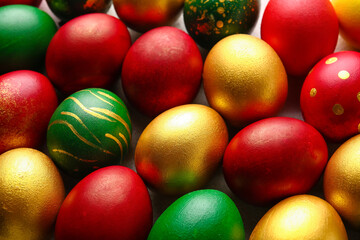 Fototapeta na wymiar Different Easter eggs as background, closeup