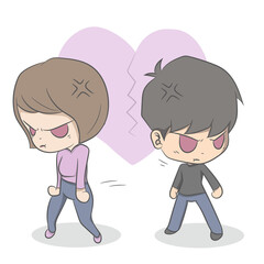 Broken heart or teenager problem puberty, Vector illustration. Cartoon and anime