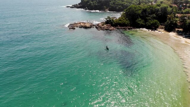 Aerial view of Indian ocean coast in Sri Lanka