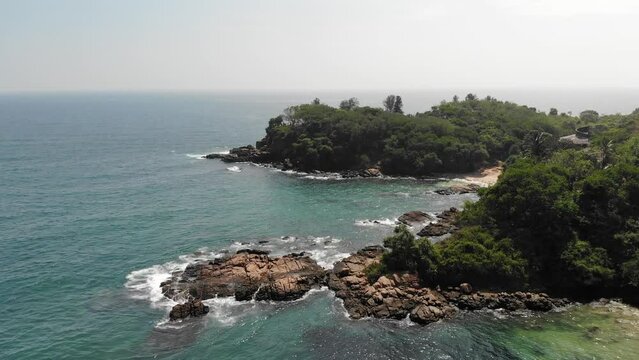 Aerial view of Indian ocean coast in Sri Lanka