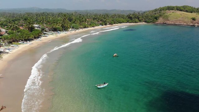 Aerial view of Indian ocean coast in Sri Lanka