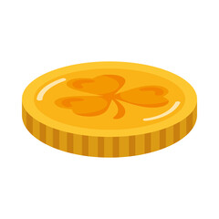 golden coin with fortune clover