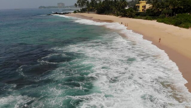 Aerial view of Indian ocean coast in Sri Lanka