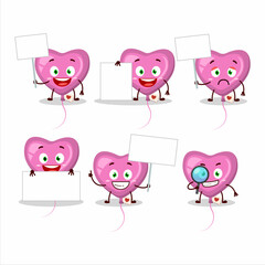 Pink love balloon cartoon character bring information board