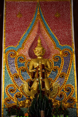 Fototapeta na wymiar King Thao Wessuwan or Vasavana Kuvera giant statue for thai people travel visit and respect praying in Wat Charoen Rat Bamrung or Nong Pong Nok temple at Kamphaeng Saen city in Nakhon Pathom, Thailand