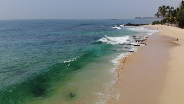 Aerial view of Indian ocean coast in Sri Lanka