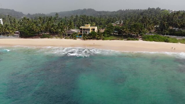 Aerial view of Indian ocean coast in Sri Lanka