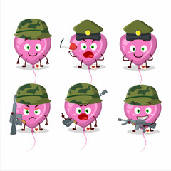 A charming soldier pink love balloon cartoon picture bring a gun machine