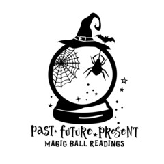 past future present magic ball readings inspirational quotes, motivational positive quotes, silhouette arts lettering design