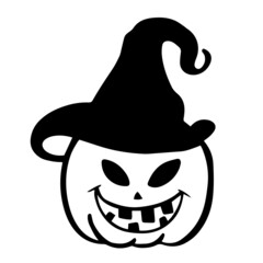 silhouette halloween witch pumpkin scary face illustration design