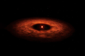 Red galaxy. Elements of this image furnished by NASA
