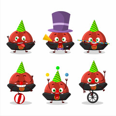 Cartoon character of red chinese traditional hat with various circus shows