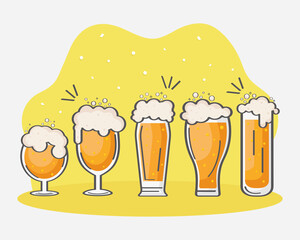 beers in glass cups