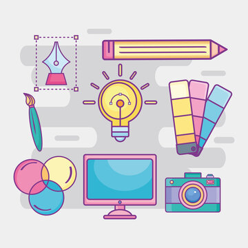 icons with tools for graphic designer