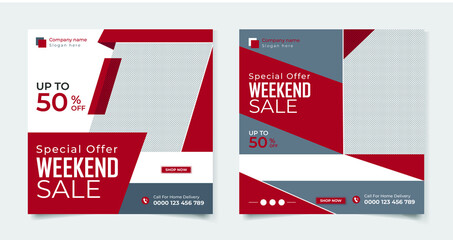 Exclusive weekend sale social media post template bundle 