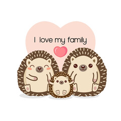 Illustration of the cute hedgehogs family