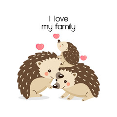 Illustration of the cute hedgehogs family